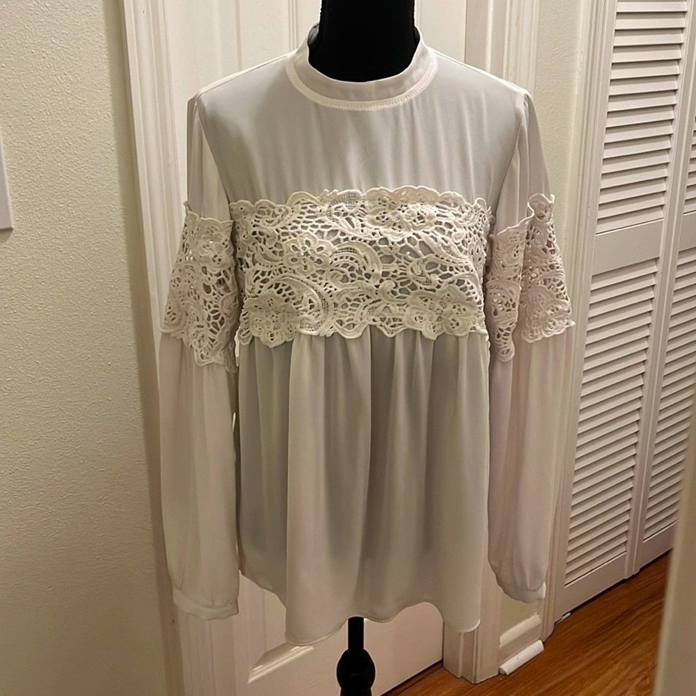 Express cream lace blouse